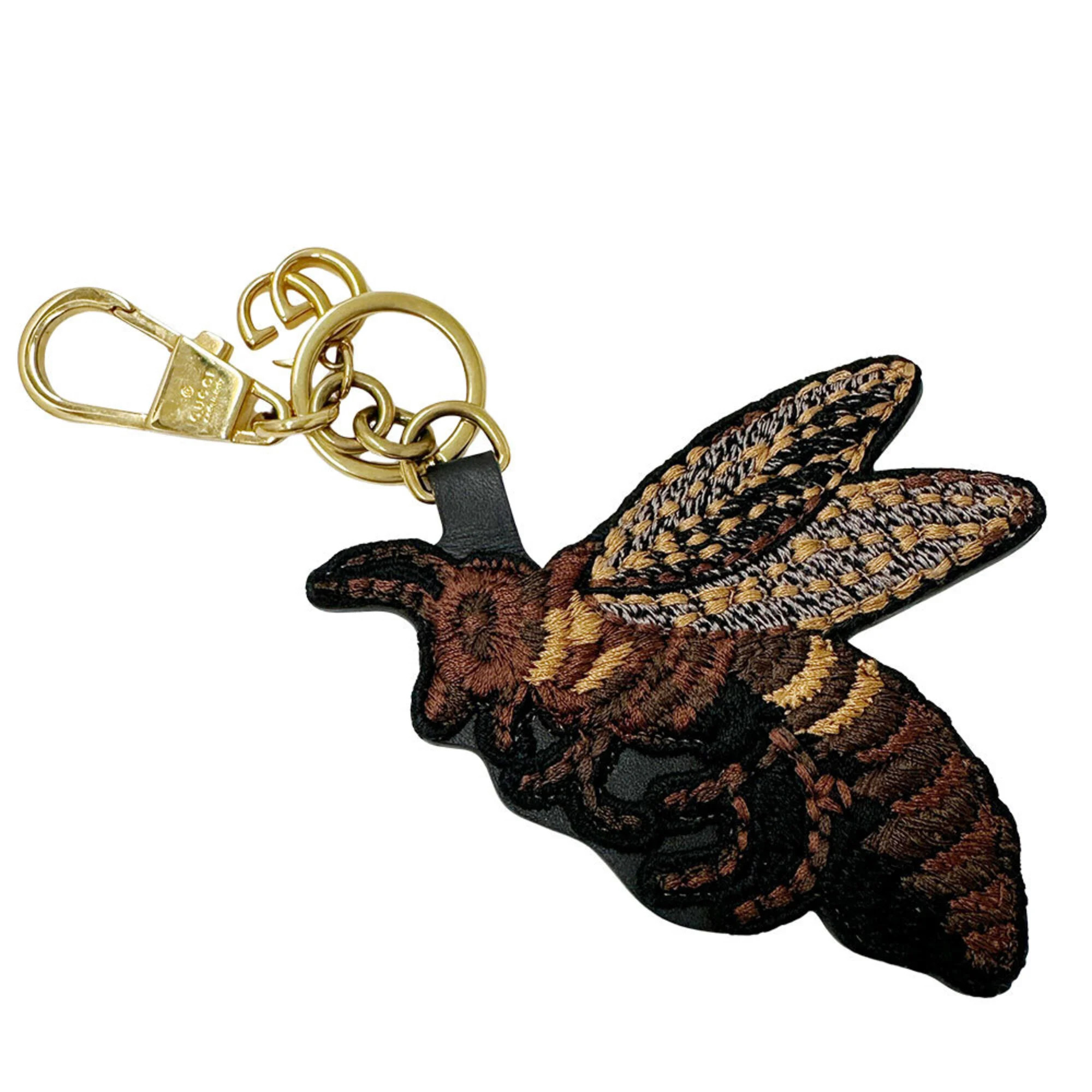 Gucci Keychain For Women, Featuring A Gg Supreme Bee Design On Brown And Gold...